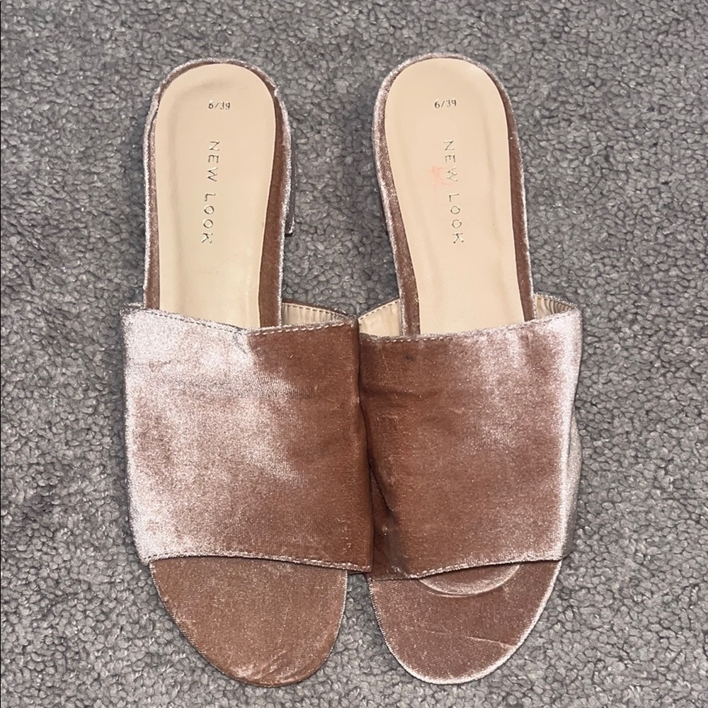 New Look Women's Velvet Slide Sandals - Brown